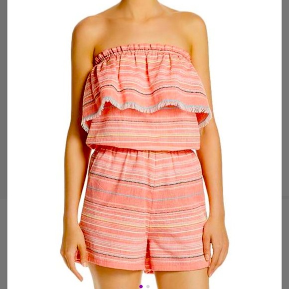 Pants - AQUA Ruffle-Accent Off-Shoulder Romper